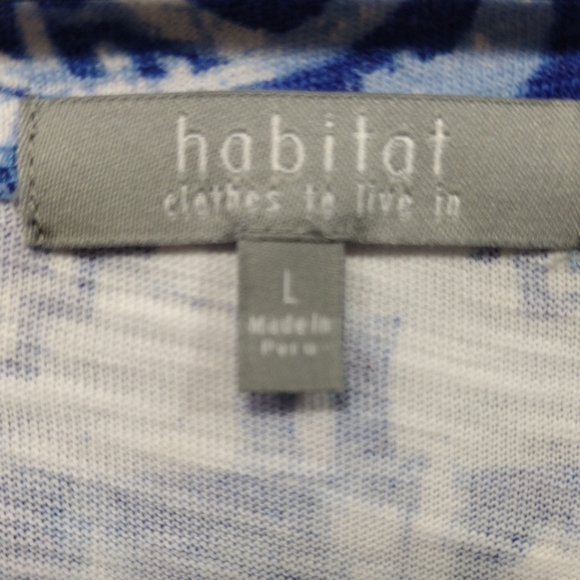 Habitat Paisley Asymmetrical Blouse Womens L Blue Artsy Retro 90s Cottagecore - Picture 8 of 9